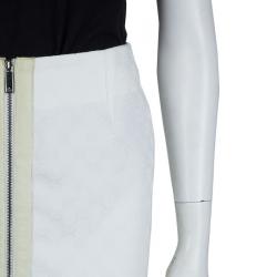 Pre Owned Gucci White Monogrammed Zip Detail Pencil Skirt S