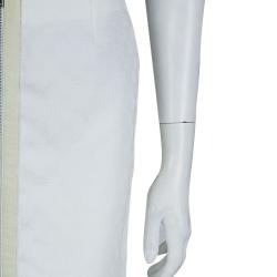 Pre Owned Gucci White Monogrammed Zip Detail Pencil Skirt S