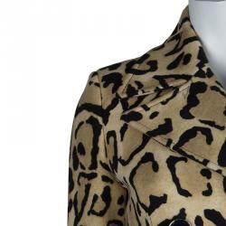 Pre Owned Gucci Beige Leopard Print Double Breasted Wool Coat S