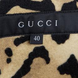 Pre Owned Gucci Beige Leopard Print Double Breasted Wool Coat S
