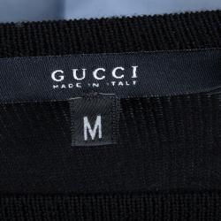 Pre Owned Gucci Black Wool Buckle Detail Long Sleeve Sweater M