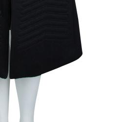 Pre Owned Gucci Black Quilted Wool Leather Trim Belted Overcoat M