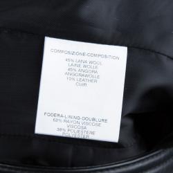 Pre Owned Gucci Black Quilted Wool Leather Trim Belted Overcoat M