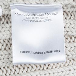 Pre Owned Gucci Beige Chunky Rib Knit Overlap Detail Cardigan S