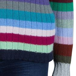 Pre Owned Gucci Multicolor Striped Ribbed Knit Cashmere Sweater M