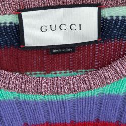 Pre Owned Gucci Multicolor Striped Ribbed Knit Cashmere Sweater M