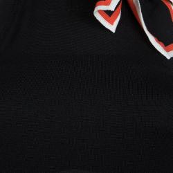 Gucci Black Silk Knit Sleeveless Neck Tie Detail Top XS