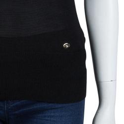 Gucci Black Silk Knit Sleeveless Neck Tie Detail Top XS