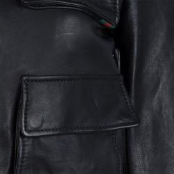 Gucci Black Leather Bomber Jacket S