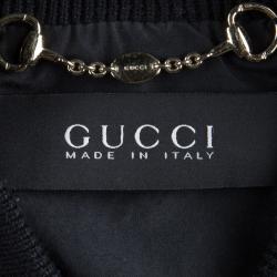 Gucci Black Leather Bomber Jacket S