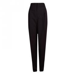 Gucci Burgundy High Waist Pleat Detail Wide Leg Trousers M