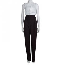 Gucci Burgundy High Waist Pleat Detail Wide Leg Trousers M