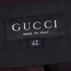 Gucci Burgundy High Waist Pleat Detail Wide Leg Trousers M