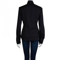 Gucci Black Gathered Waist Long Sleeve Blouse M