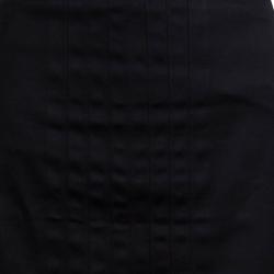 Pre Owned Gucci Black Cotton Stitched Down Pleated Panel Midi Skirt M