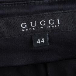 Pre Owned Gucci Black Cotton Stitched Down Pleated Panel Midi Skirt M