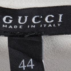 Gucci Cream Silk Chain Detail One Shoulder Top M
