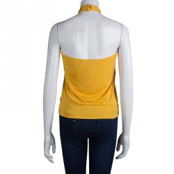 Pre Owned توب غوتشي تريكو أصفر برقبة حمالات S
