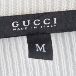 Pre Owned Gucci Cream Wool Buckle Detail Long Sleeve Cardigan M