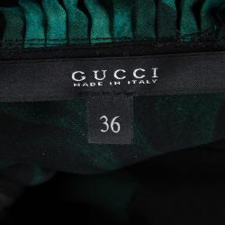 Gucci Green Printed Silk Ruffle Detail Backless Maxi Dress XS
