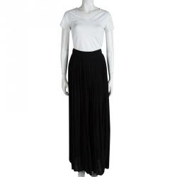 Gucci Black Pleated Silk Maxi Skirt S