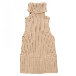 Pre Owned Gucci Beige Merino Wool Sleeveless Turtleneck Top XS