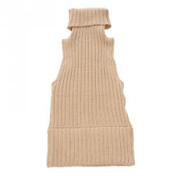 Pre Owned Gucci Beige Merino Wool Sleeveless Turtleneck Top XS