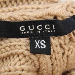 Pre Owned Gucci Beige Merino Wool Sleeveless Turtleneck Top XS