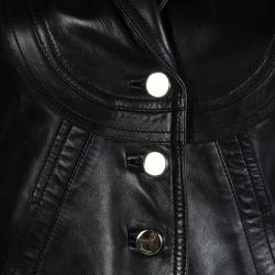 Pre Owned Gucci Black Leather Button Front Jacket S