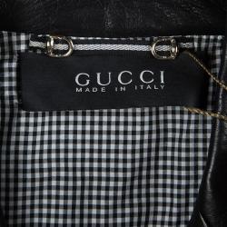 Pre Owned Gucci Black Leather Button Front Jacket S