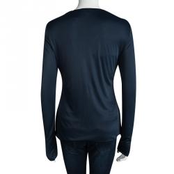 Gucci Navy Blue Horsebit Detail Long Sleeve Top XL