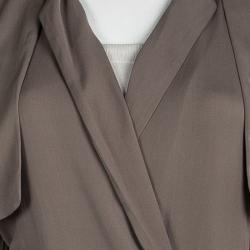 Gucci Brown Silk Belted Long Sleeve Jumpsuit M