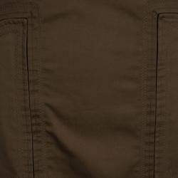 Pre Owned Gucci Brown Cotton Paneled Slit Detail Skirt M