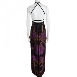 مملوكة مسبقًا Gucci Multicolor Patterned Jacquard Belted Halter Maxi Dress S