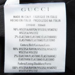 Gucci Black Knit Long Sleeve Belted Dress S