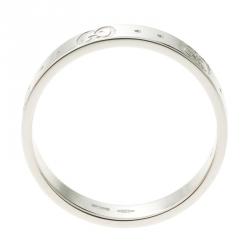 Gucci Icon White Gold Band Ring Size 59