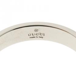 Gucci Icon White Gold Band Ring Size 59
