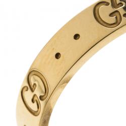 Gucci Icon Yellow Gold Band Ring Size 59