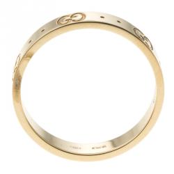 Gucci Icon Yellow Gold Band Ring Size 59