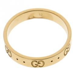 Gucci Icon Yellow Gold Band Ring Size 59