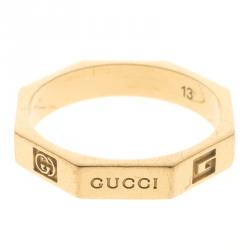 Gucci Octagonal 18K Yellow Gold Ring Size 52.5