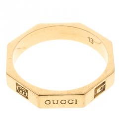 Gucci Octagonal 18K Yellow Gold Ring Size 52.5