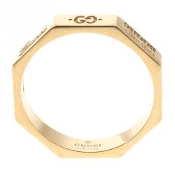 Gucci Octagonal 18K Yellow Gold Ring Size 52.5