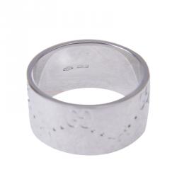 Gucci Icon White Gold Band Ring Size 57