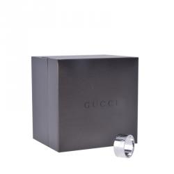 Gucci Icon White Gold Band Ring Size 57