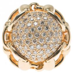 مملوكة مسبقًا Gucci Horsebit Dome Diamond and Yellow Gold Ring Size 50.5