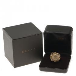 مملوكة مسبقًا Gucci Horsebit Dome Diamond and Yellow Gold Ring Size 50.5