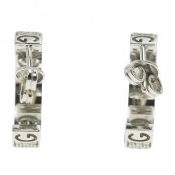 Pre Owned Gucci Icon Stardust Diamond & 18K White Gold Hoop Earrings
