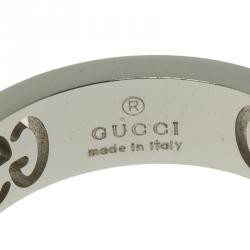 Pre Owned Gucci Icon Stardust Diamond & 18K White Gold Hoop Earrings