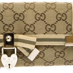 Pre Owned Gucci Gold GG Canvas Chain Pochette Bag